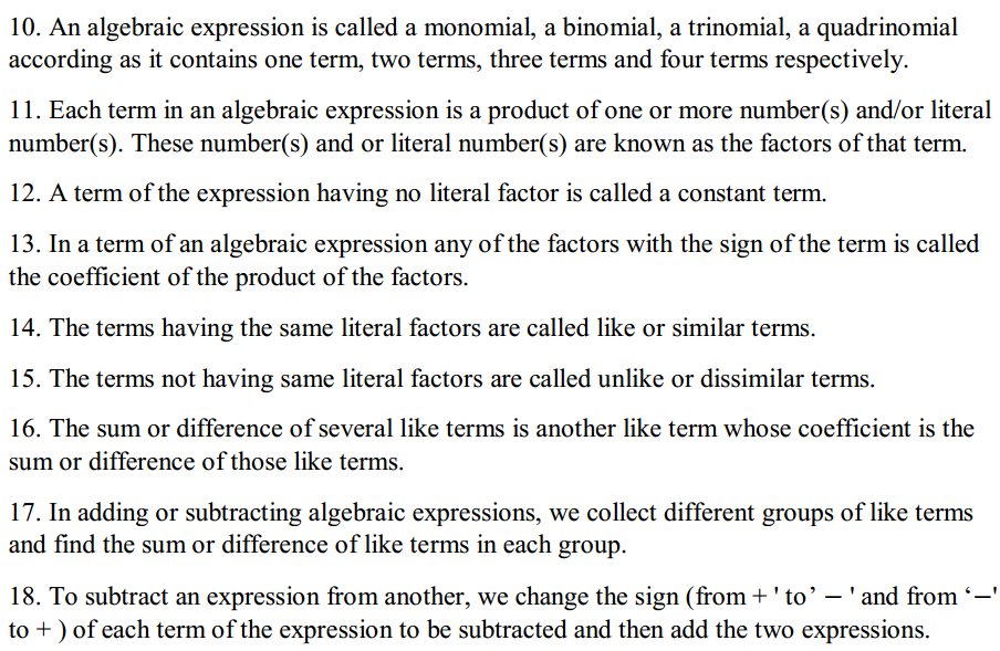Algebraic Expressions Formulas for Class 7 Q2