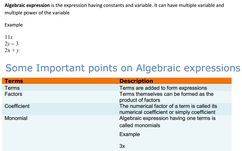 Algebraic Expressions and Identities Formulas Class 8 Q1