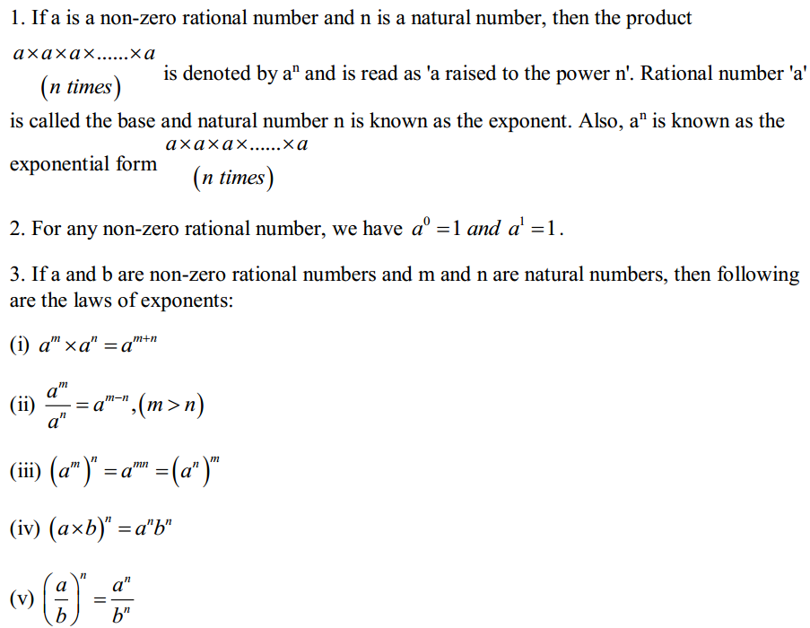 Exponents and Powers Formulas for Class 7 Q1
