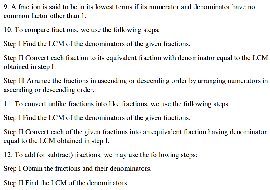 Fractions and Decimals Formulas for Class 7 Q2