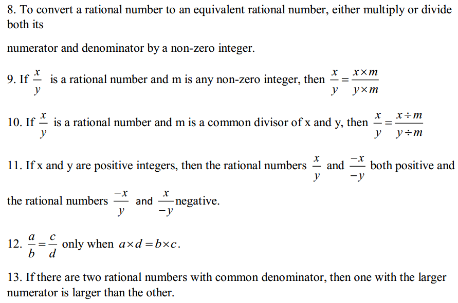 Rational Numbers Formulas for Class 7 Q2